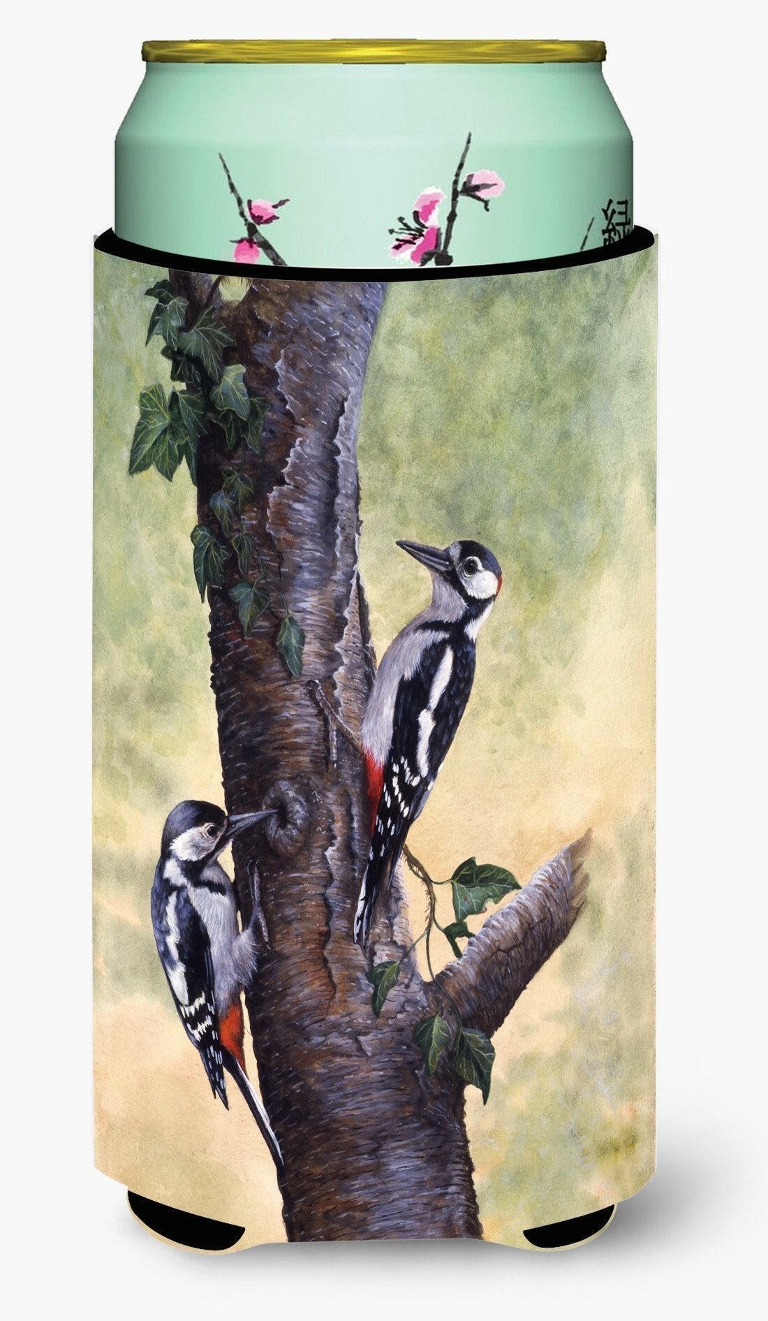 Woodpeckers by Daphne Baxter Tall Boy Hugger Can Cooler Sleeve Machine Washable Drink Collapsible Insulator Beverage Insulated Holder