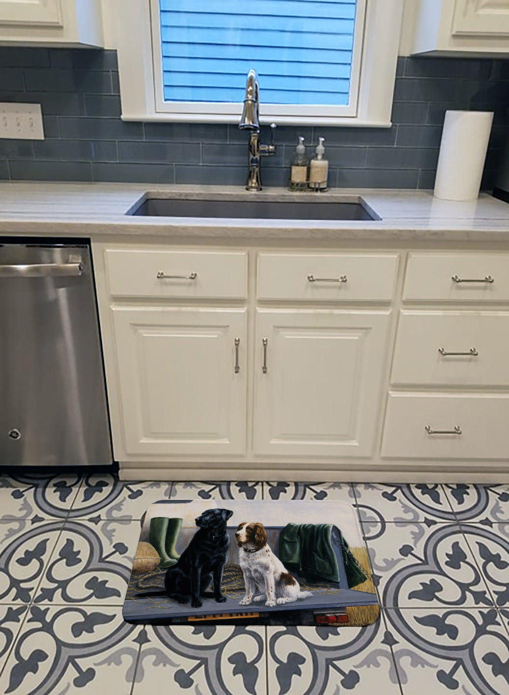 On The Tailgate Labrador and Springer Spaniel Memory Foam Kitchen Mat Machine Washable Anti-Fatigue Cushion Comfort Bath or Kitchen Rug