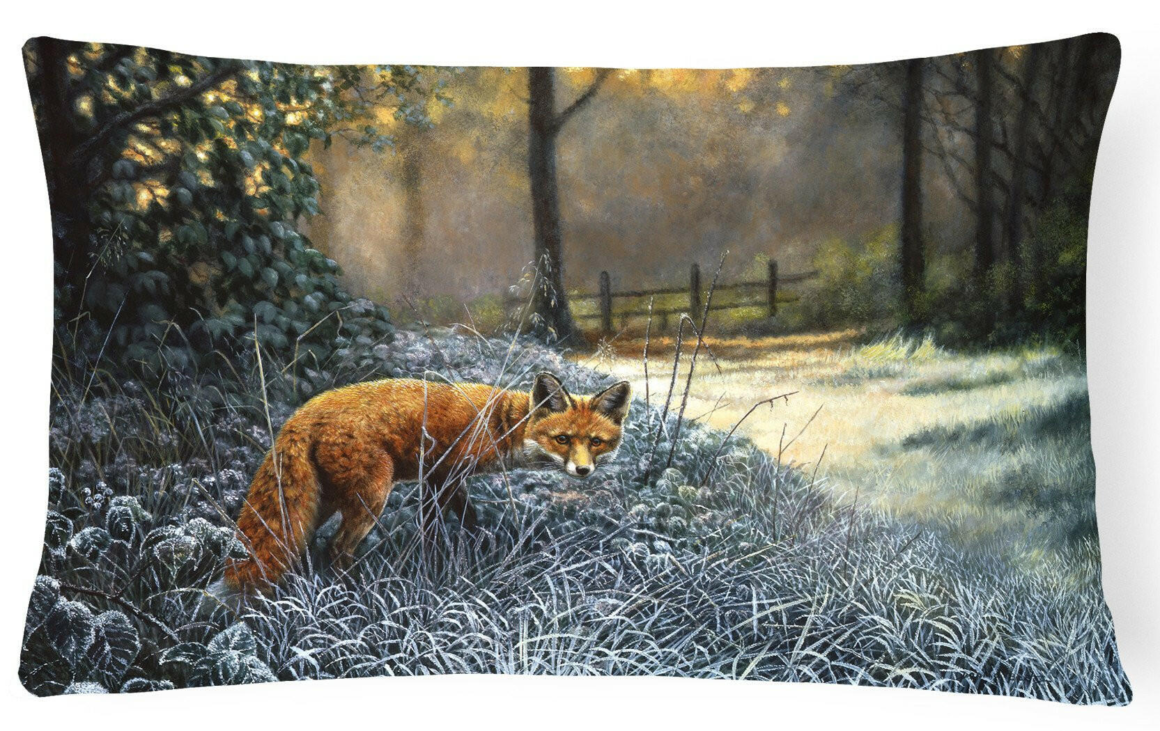 Fox on the Hunt Decorative Throw Pillow 12x16 Indoor Outdoor Accent Cushion, Fabric Cover with Insert for Sofa, Bed, Porch & Living Room