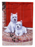 Red Door Westies House Flag 28x40 Porch Sleeve Pole Decorative Outside Yard Banner Artwork Wall Hanging, Polyester