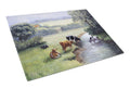 Cows Drinking at the Creek Bank Cutting Board Tempered Glass Kitchen Cutting Surface, Heat Resistant Chopping, Non-Slip Feet, Food Prep & Serving