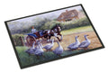 Geese Crossing before the Horse Doormat Indoor Outdoor 24H X 36W Front Door Mat Rugs for Entryway, Non Slip Washable Low Pile,
