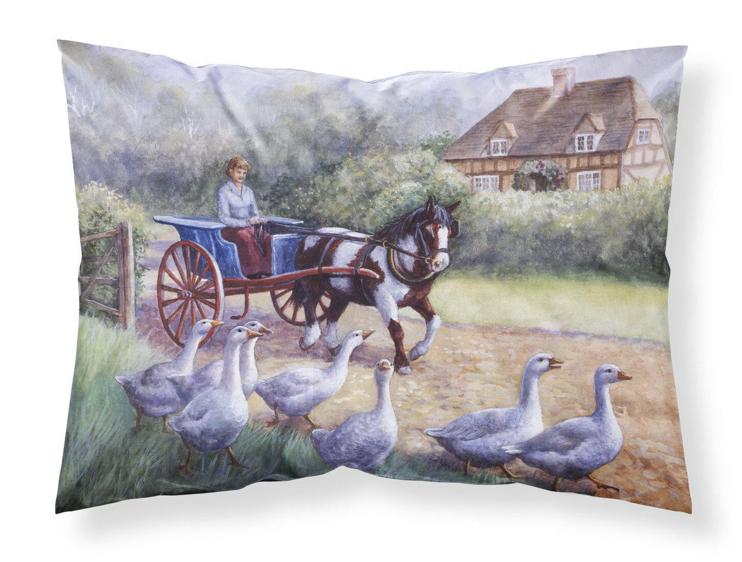 Geese Crossing before the Horse Standard Pillowcase Lightweight Super Soft Easy Care Decorative Artwork Pillowcase, Standard