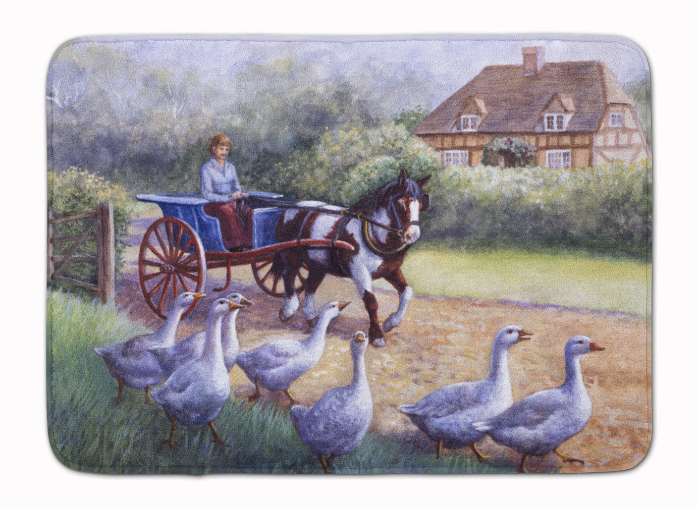 Geese Crossing before the Horse Memory Foam Kitchen Mat Machine Washable Anti-Fatigue Cushion Comfort Bath or Kitchen Rug