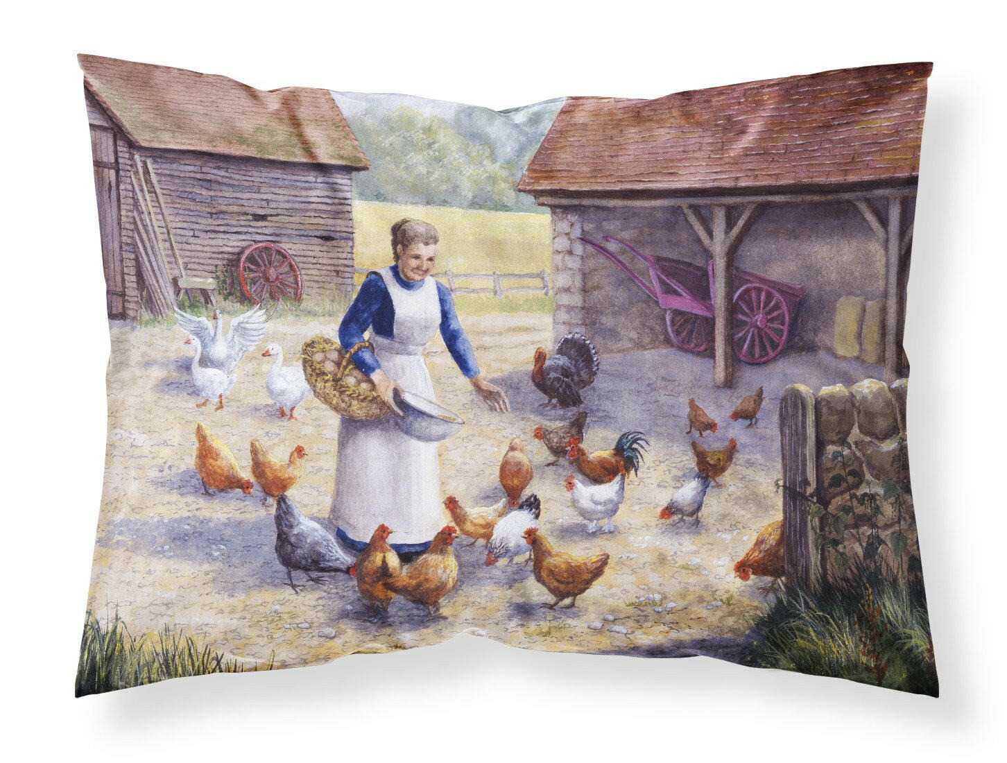 Chicken Hen Feeding Time Standard Pillowcase Lightweight Super Soft Easy Care Decorative Artwork Pillowcase, Standard