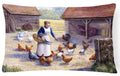Chicken Hen Feeding Time Decorative Throw Pillow 12x16 Indoor Outdoor Accent Cushion, Fabric Cover with Insert for Sofa, Bed, Porch & Living Room