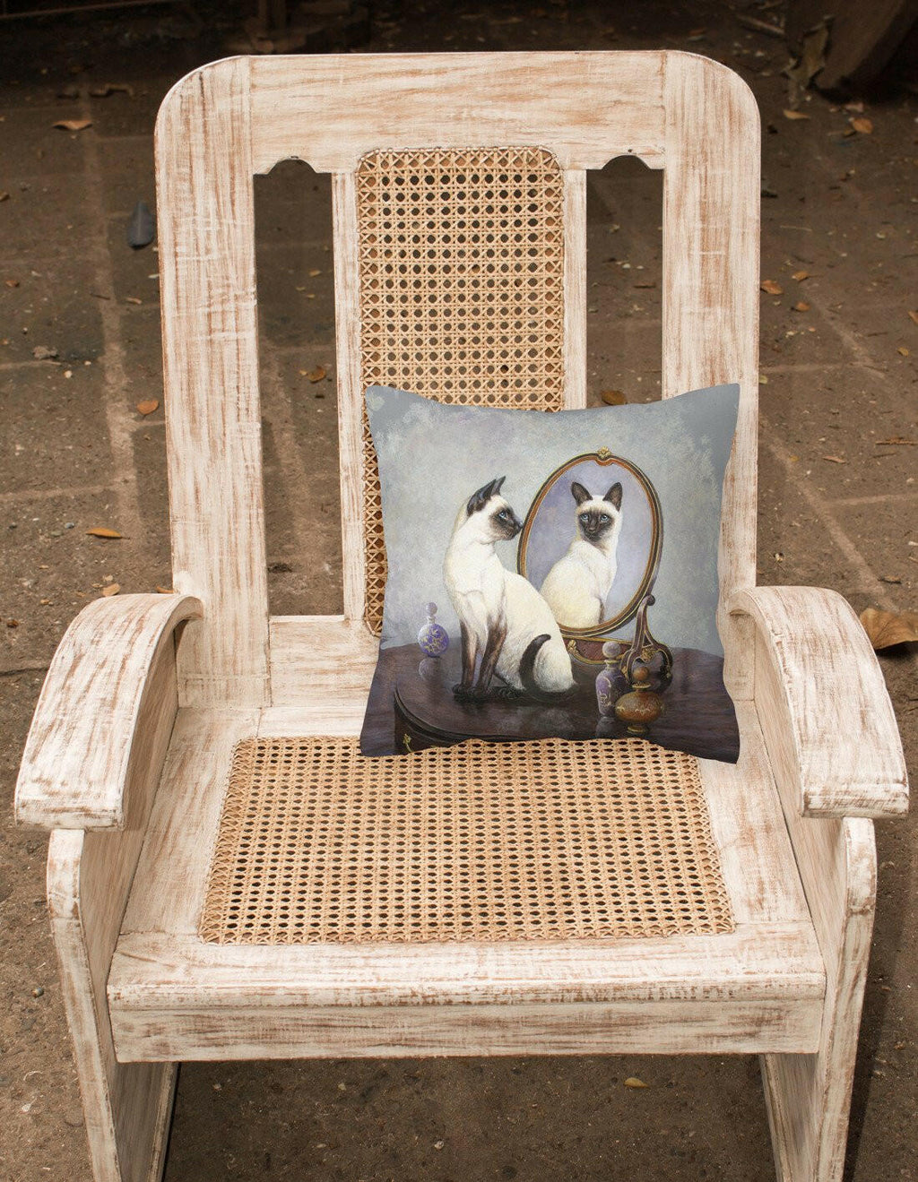Siamese Reflection by Daphne Baxter Decorative Throw Pillow 14x14 Indoor Outdoor Accent Cushion, Fabric Cover with Insert for Sofa, Bed, Porch & Living Room