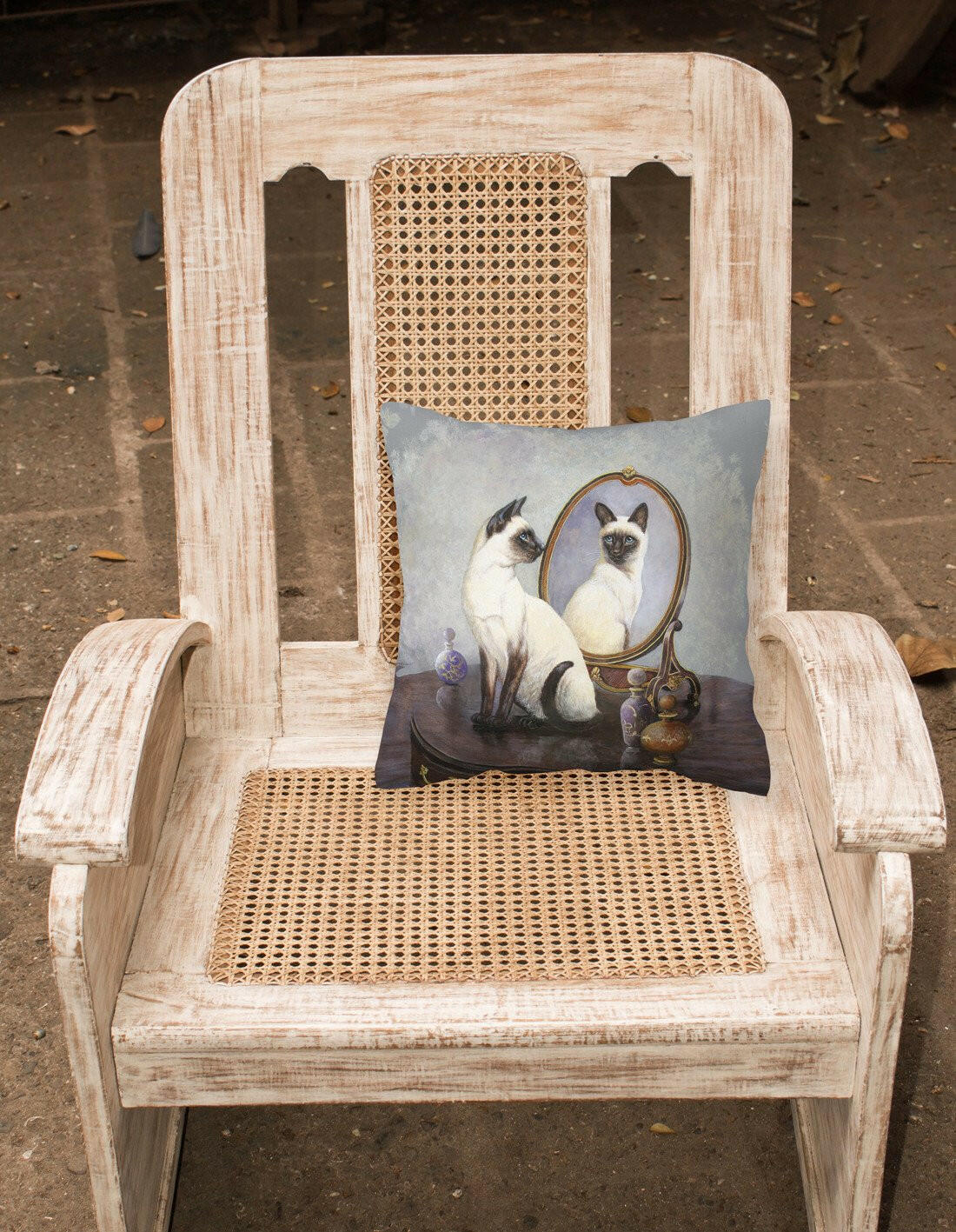 Siamese Reflection by Daphne Baxter Decorative Throw Pillow 14x14 Indoor Outdoor Accent Cushion, Fabric Cover with Insert for Sofa, Bed, Porch & Living Room