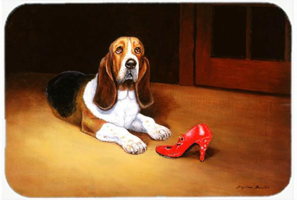 Basset and Shoe Cutting Board Tempered Glass Kitchen Cutting Surface, Heat Resistant Chopping, Non-Slip Feet, Food Prep & Serving