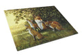 Foxes Resitng under the Tree Cutting Board Tempered Glass Kitchen Cutting Surface, Heat Resistant Chopping, Non-Slip Feet, Food Prep & Serving