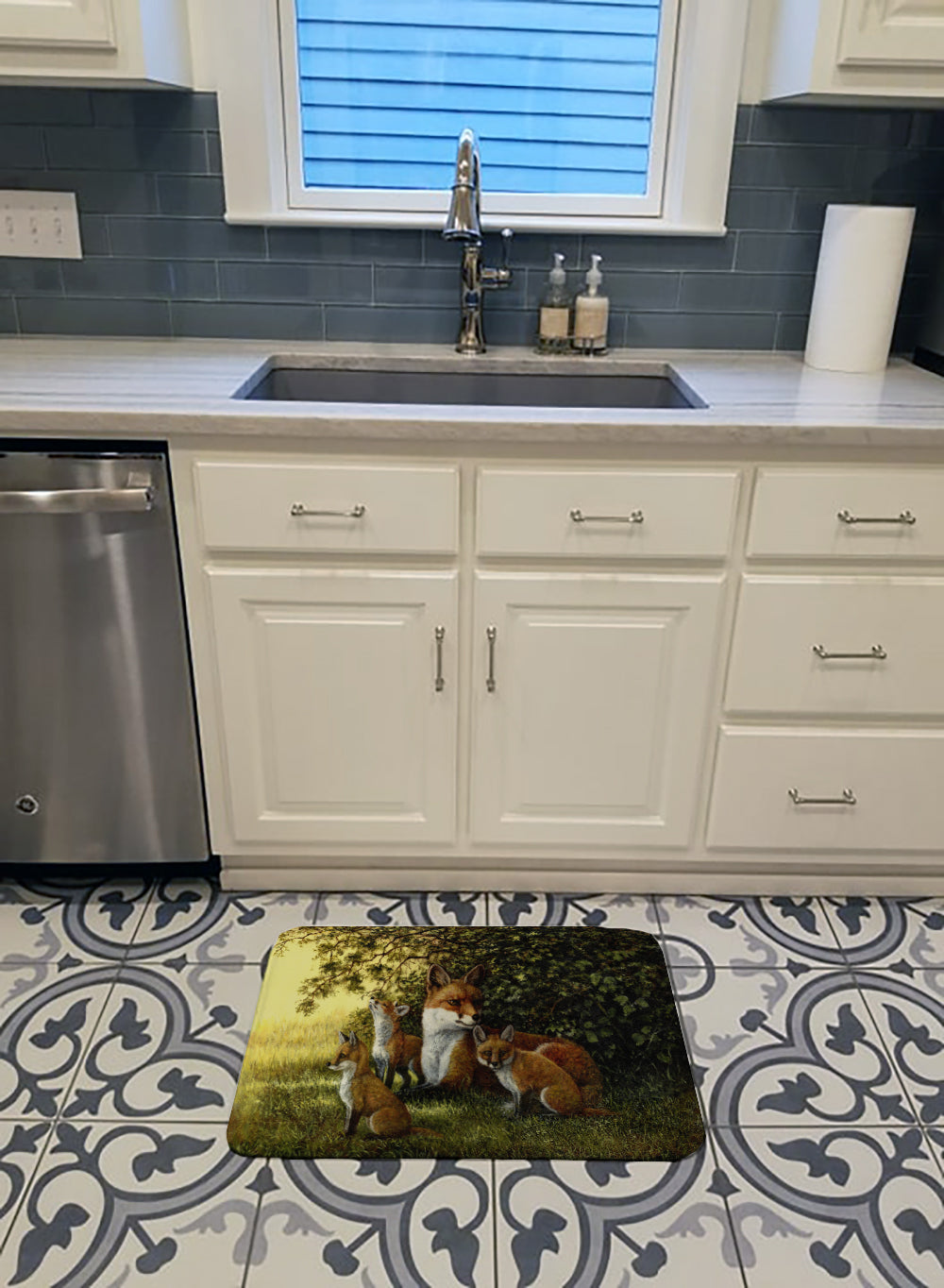 Foxes Resitng under the Tree Memory Foam Kitchen Mat Machine Washable Anti-Fatigue Cushion Comfort Bath or Kitchen Rug