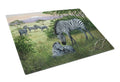 Zebras in the Field with Baby Cutting Board Tempered Glass Kitchen Cutting Surface, Heat Resistant Chopping, Non-Slip Feet, Food Prep & Serving