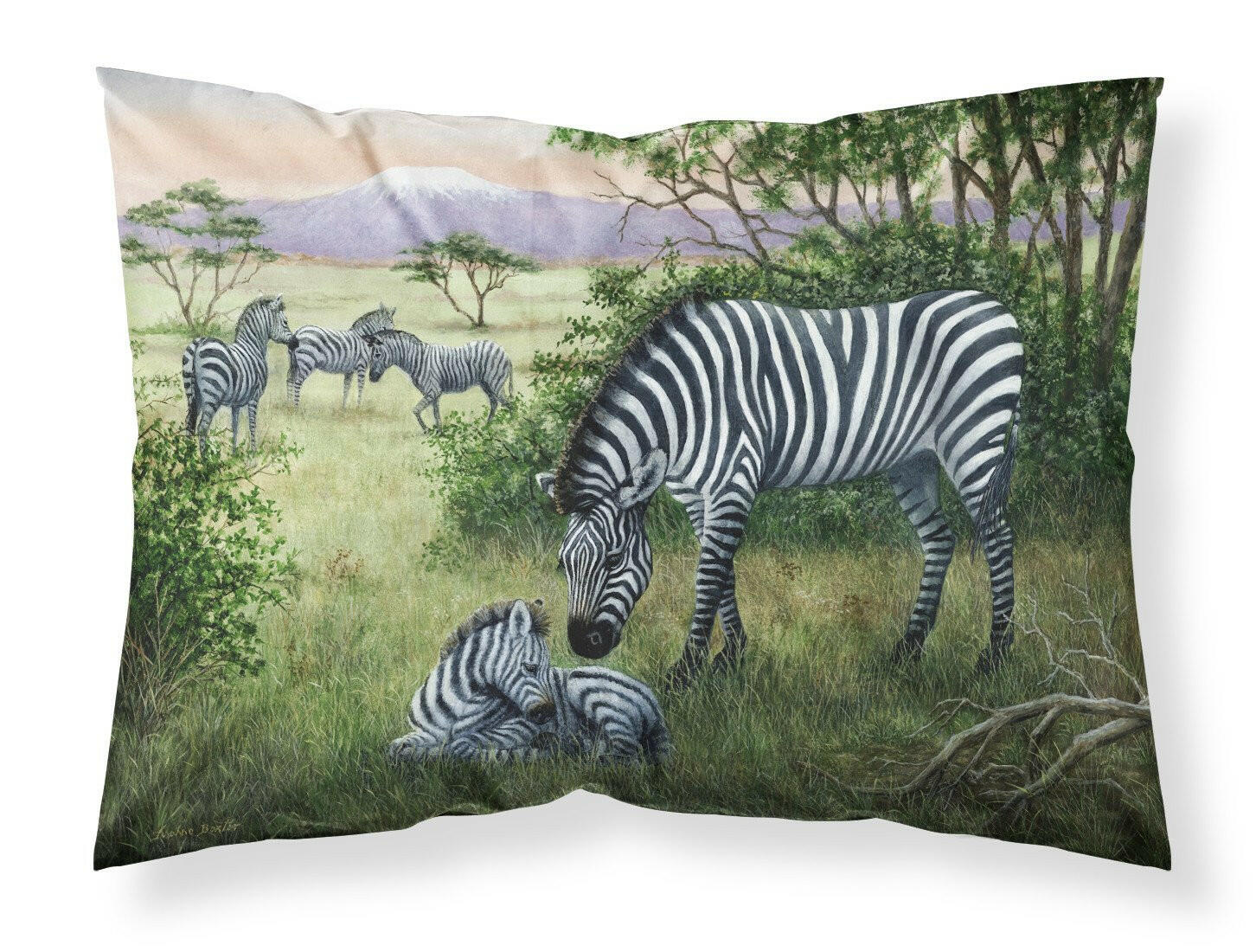 Zebras in the Field with Baby Standard Pillowcase Lightweight Super Soft Easy Care Decorative Artwork Pillowcase, Standard