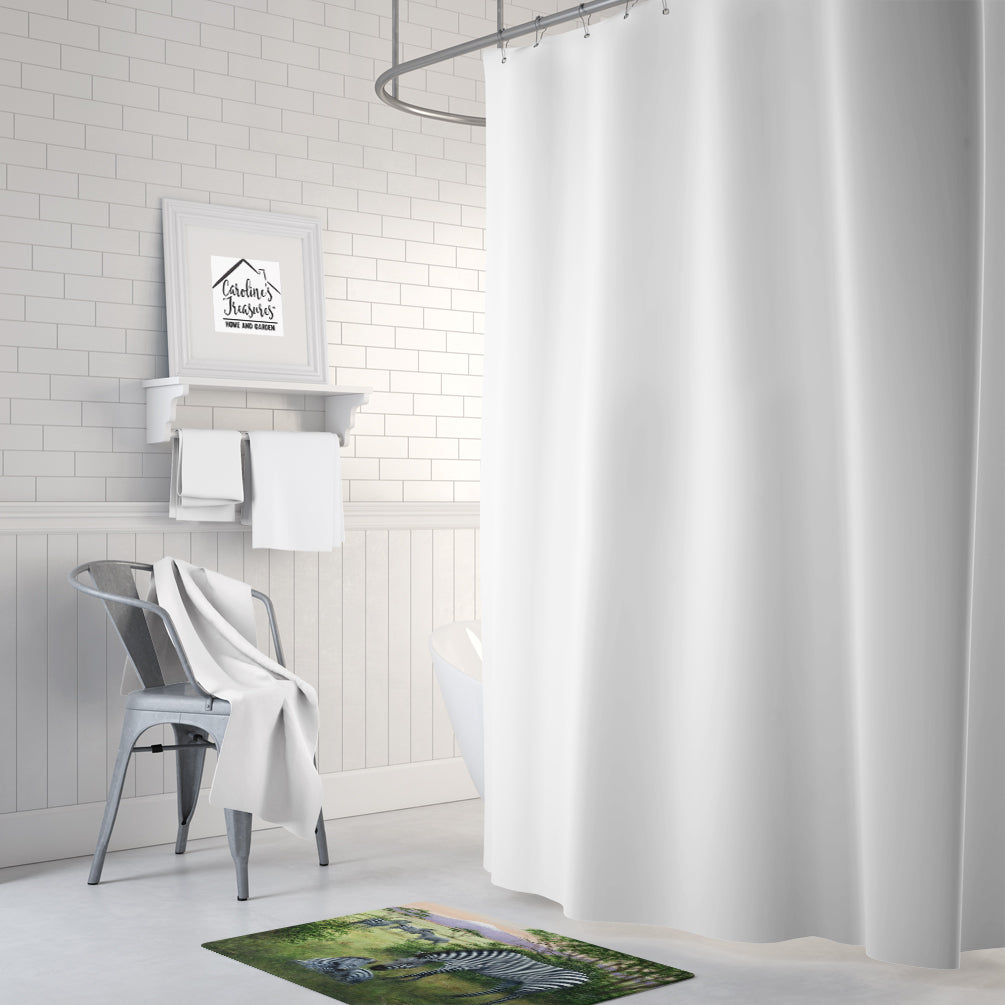 Zebras in the Field with Baby Memory Foam Kitchen Mat Machine Washable Anti-Fatigue Cushion Comfort Bath or Kitchen Rug