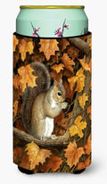 Autumn Grey Squirrel by Daphne Baxter Tall Boy Hugger Can Cooler Sleeve Machine Washable Drink Collapsible Insulator Beverage Insulated Holder