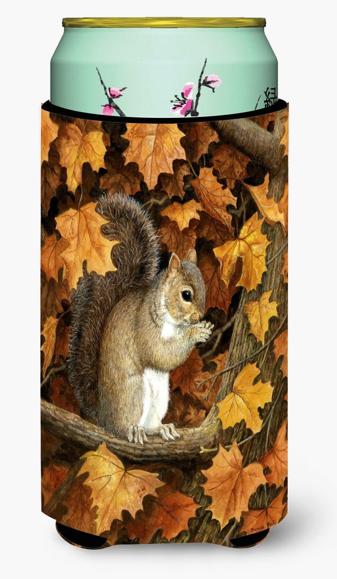 Autumn Grey Squirrel by Daphne Baxter Tall Boy Hugger Can Cooler Sleeve Machine Washable Drink Collapsible Insulator Beverage Insulated Holder