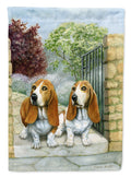 Basset Hounds in the Gate House Flag 28x40 Porch Sleeve Pole Decorative Outside Yard Banner Artwork Wall Hanging, Polyester