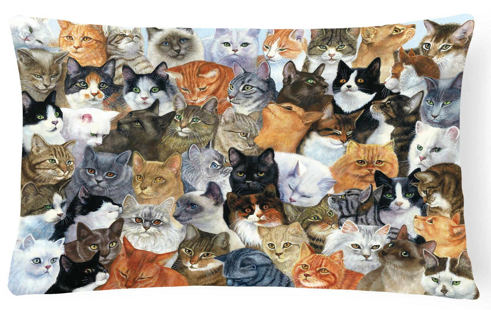 Cats Galore Decorative Throw Pillow 12x16 Indoor Outdoor Accent Cushion, Fabric Cover with Insert for Sofa, Bed, Porch & Living Room