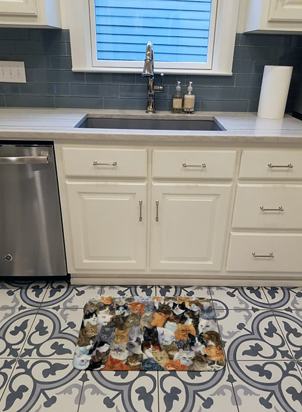 Cats Galore Memory Foam Kitchen Mat Machine Washable Anti-Fatigue Cushion Comfort Bath or Kitchen Rug