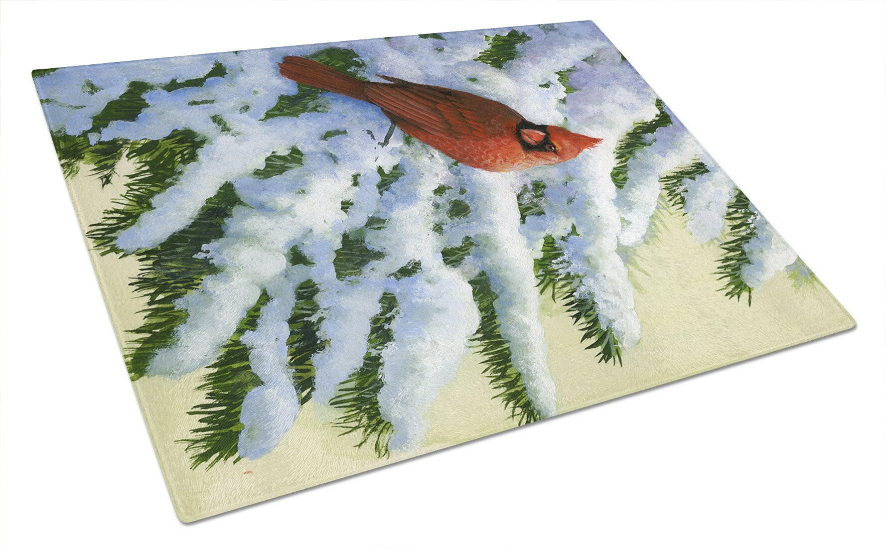 Red Cardinal by Daphne Baxter Cutting Board Tempered Glass Kitchen Cutting Surface, Heat Resistant Chopping, Non-Slip Feet, Food Prep & Serving