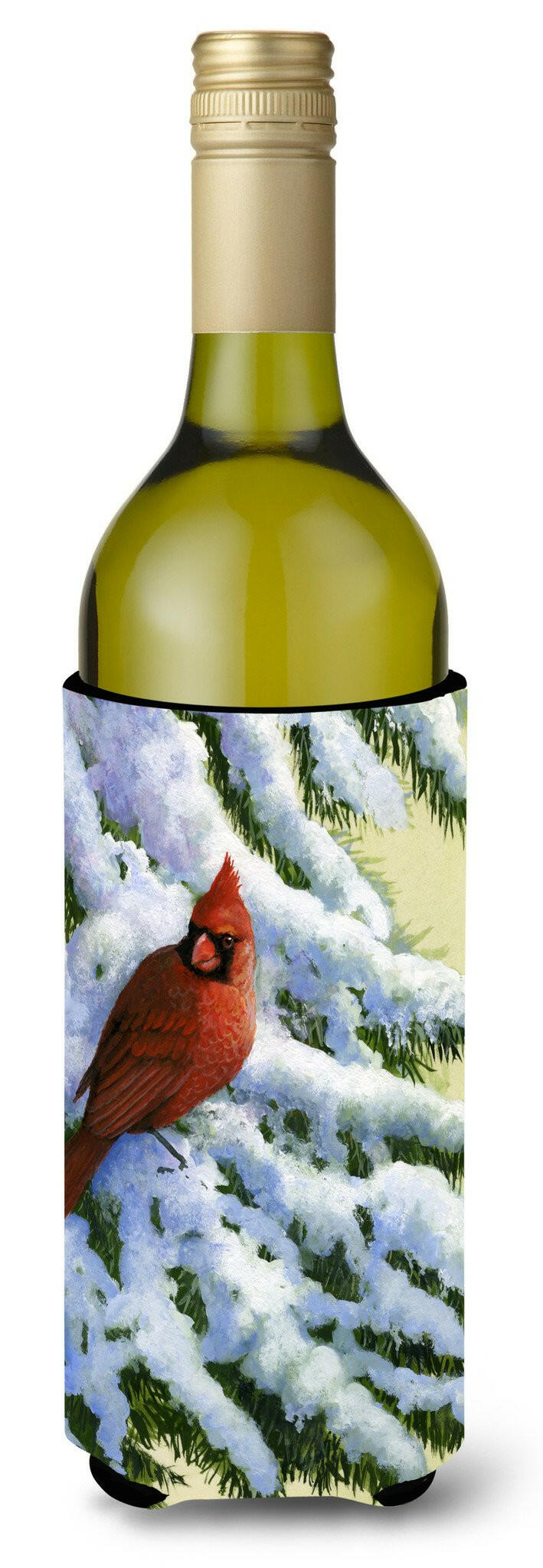 Red Cardinal by Daphne Baxter Wine Bottle Hugger Gift Sleeve for Standard 750 ml Bottles, Insulated Reusable Also Fits Mini Shot & Pint Bottles