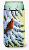 Red Cardinal by Daphne Baxter Tall Boy Hugger Can Cooler Sleeve Machine Washable Drink Collapsible Insulator Beverage Insulated Holder