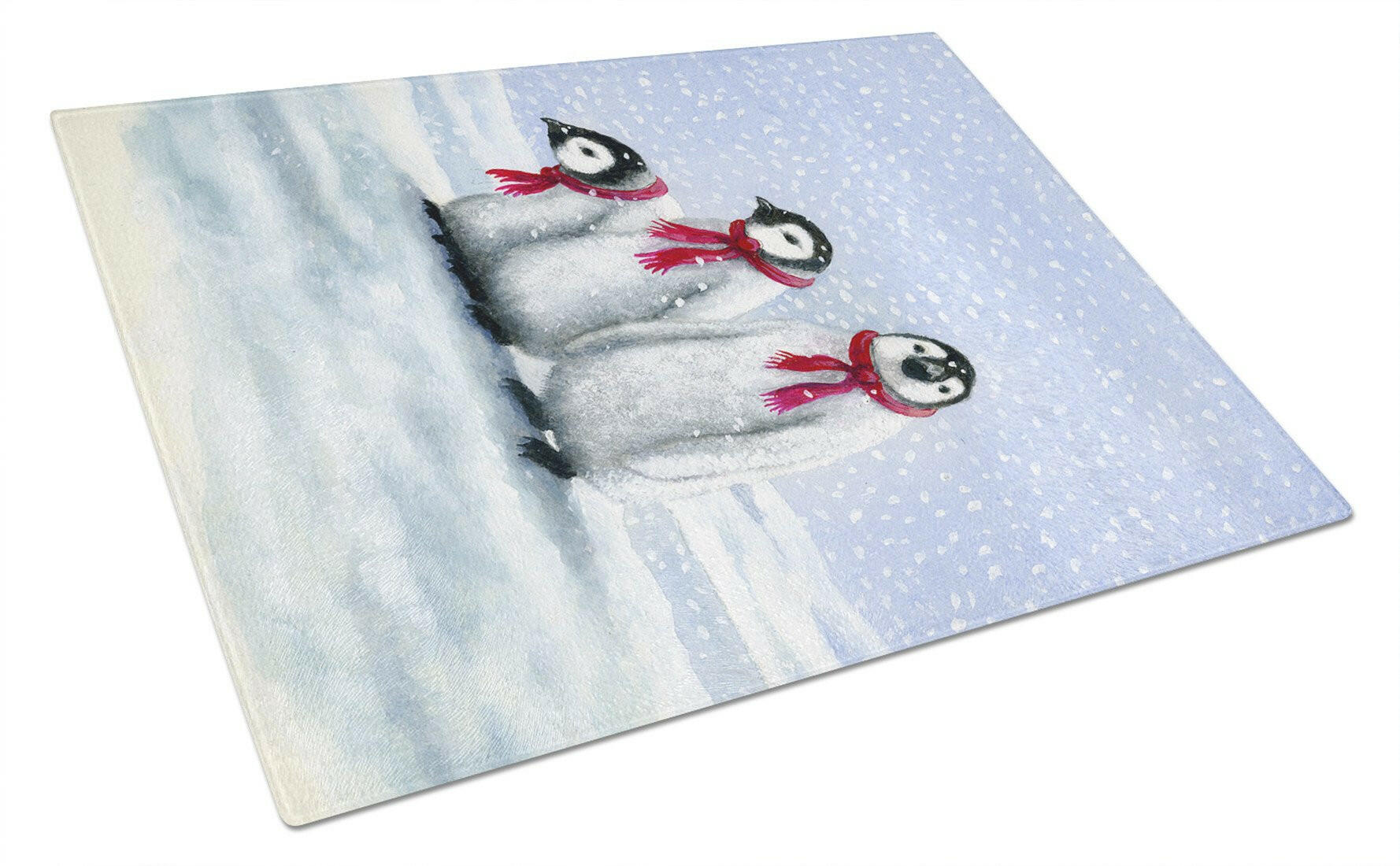 Penguins by Daphne Baxter Cutting Board Tempered Glass Kitchen Cutting Surface, Heat Resistant Chopping, Non-Slip Feet, Food Prep & Serving
