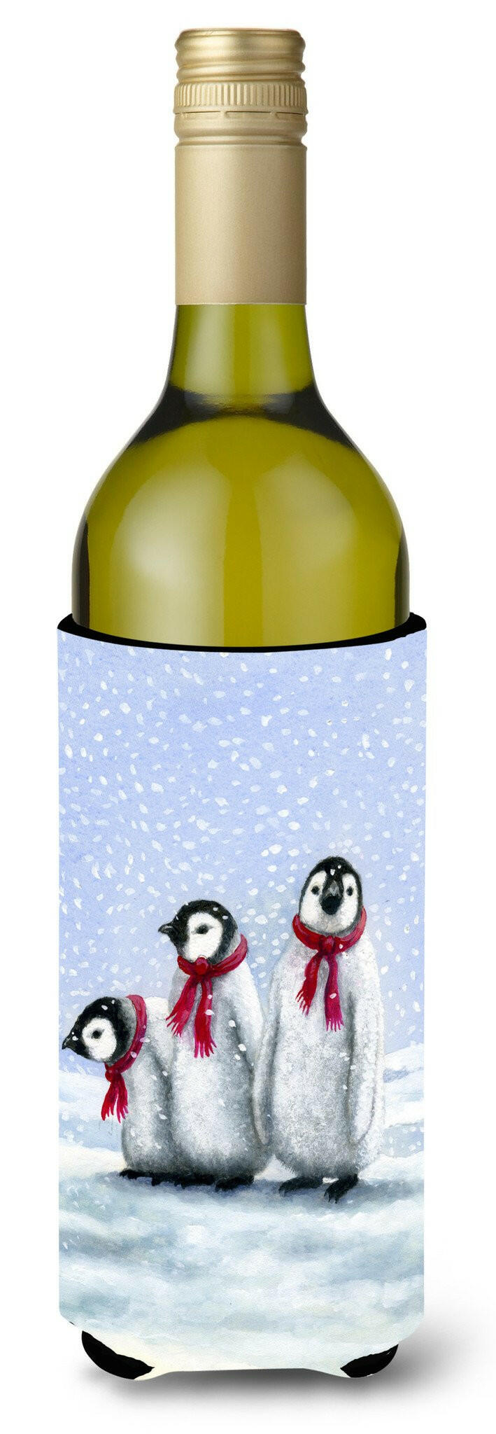 Penguins by Daphne Baxter Wine Bottle Hugger Gift Sleeve for Standard 750 ml Bottles, Insulated Reusable Also Fits Mini Shot & Pint Bottles