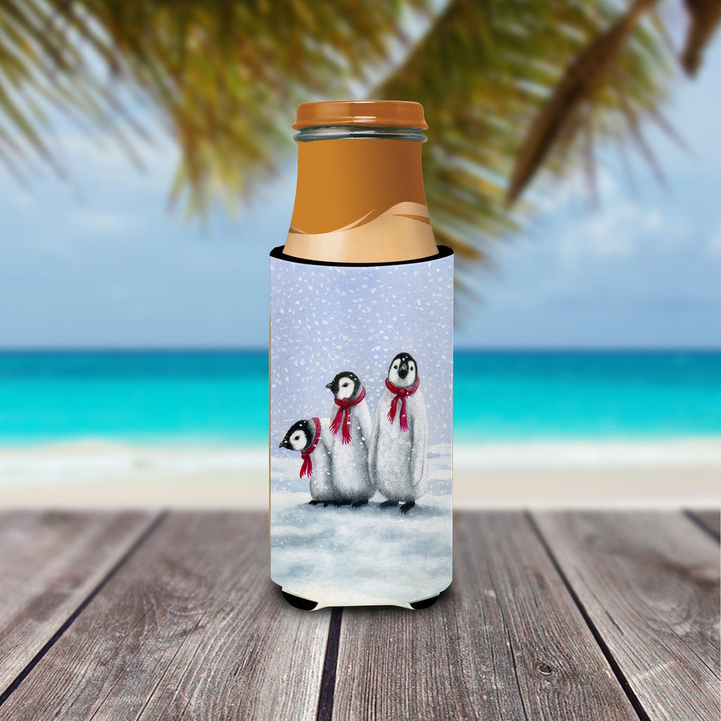 Penguins by Daphne Baxter Slim Can Hugger , Insulated Foam Hugger for 12 oz Slim Cans, Beer Bottles & Water Bottles, Printed in USA