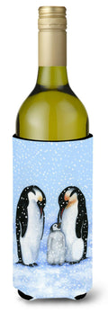 Penguin Family by Daphne Baxter Wine Bottle Hugger Gift Sleeve for Standard 750 ml Bottles, Insulated Reusable Also Fits Mini Shot & Pint Bottles