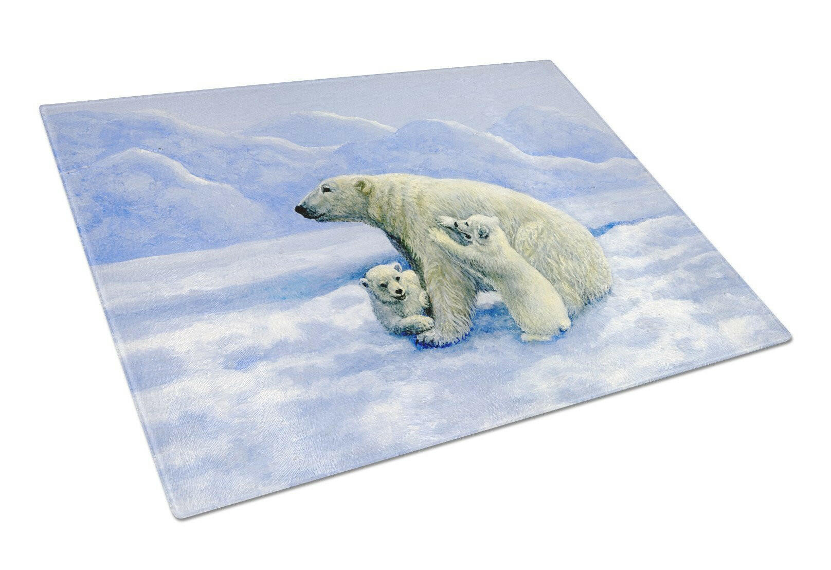 Polar Bears by Daphne Baxter Cutting Board Tempered Glass Kitchen Cutting Surface, Heat Resistant Chopping, Non-Slip Feet, Food Prep & Serving