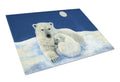 Polar Bears Moonlight Snuggle Cutting Board Tempered Glass Kitchen Cutting Surface, Heat Resistant Chopping, Non-Slip Feet, Food Prep & Serving