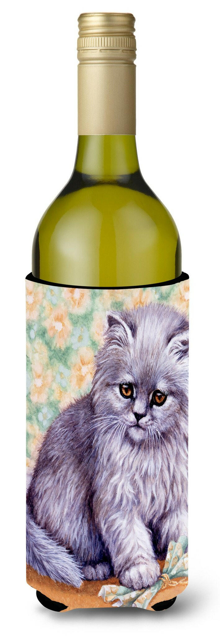 Grey Cat by Daphne Baxter Wine Bottle Hugger Gift Sleeve for Standard 750 ml Bottles, Insulated Reusable Also Fits Mini Shot & Pint Bottles