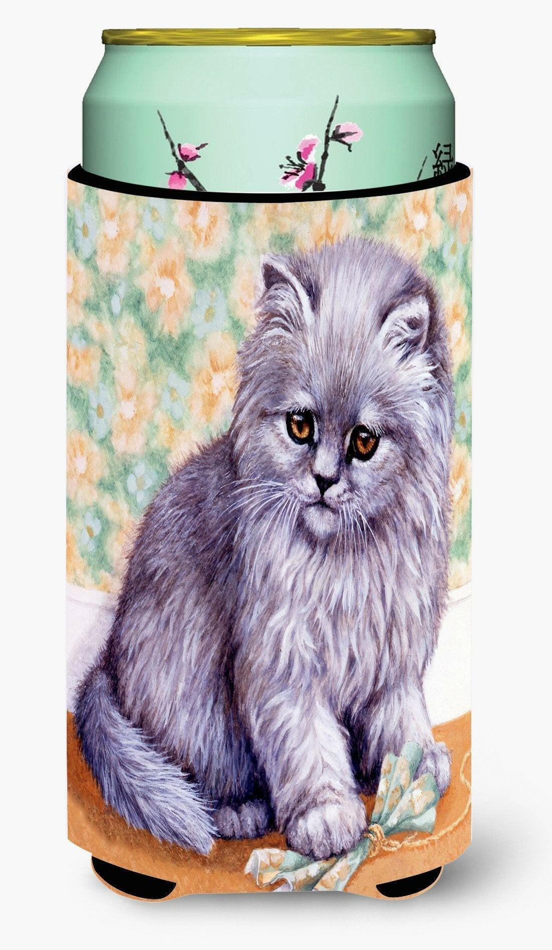 Grey Cat by Daphne Baxter Tall Boy Hugger Can Cooler Sleeve Machine Washable Drink Collapsible Insulator Beverage Insulated Holder