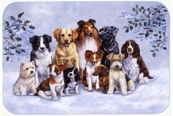 Winter Dogs Cutting Board Tempered Glass Kitchen Cutting Surface, Heat Resistant Chopping, Non-Slip Feet, Food Prep & Serving