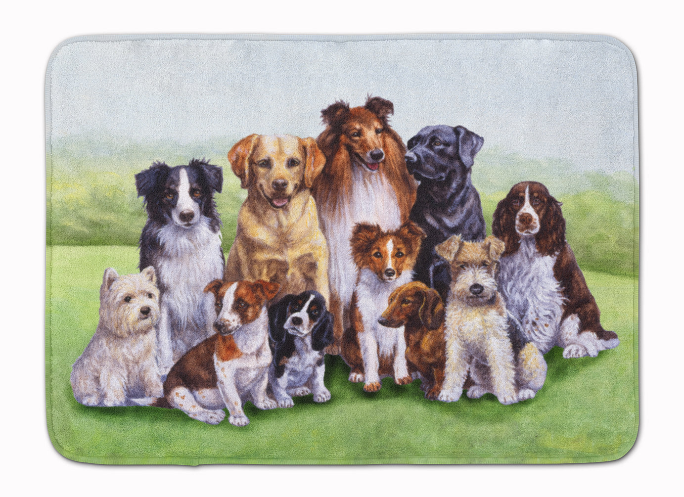 Springtime Dogs Memory Foam Kitchen Mat Machine Washable Anti-Fatigue Cushion Comfort Bath or Kitchen Rug