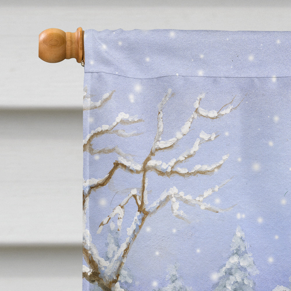Chocolate Labrador Snowy Robin House Flag 28x40 Porch Sleeve Pole Decorative Outside Yard Banner Artwork Wall Hanging, Polyester