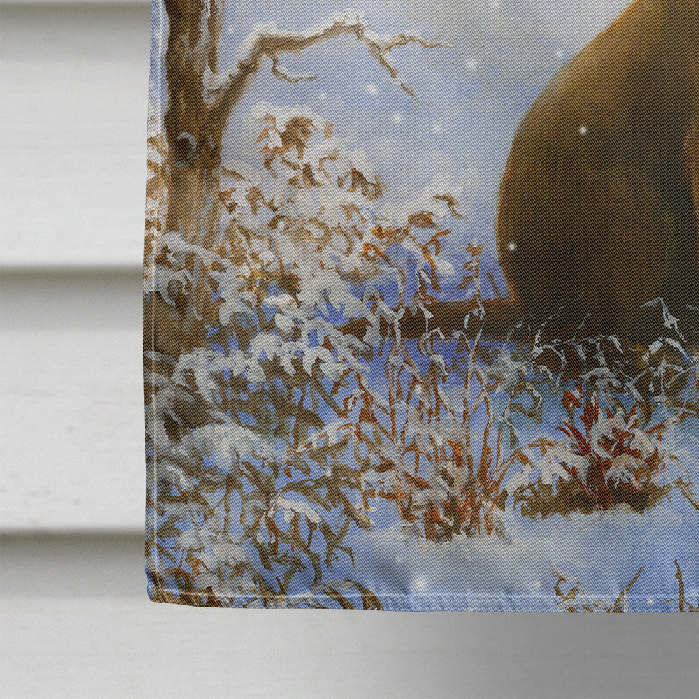 Chocolate Labrador Snowy Robin House Flag 28x40 Porch Sleeve Pole Decorative Outside Yard Banner Artwork Wall Hanging, Polyester