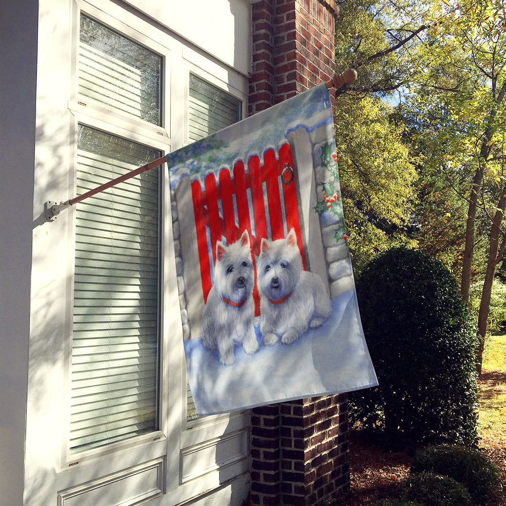 Red Gate Westies House Flag 28x40 Porch Sleeve Pole Decorative Outside Yard Banner Artwork Wall Hanging, Polyester