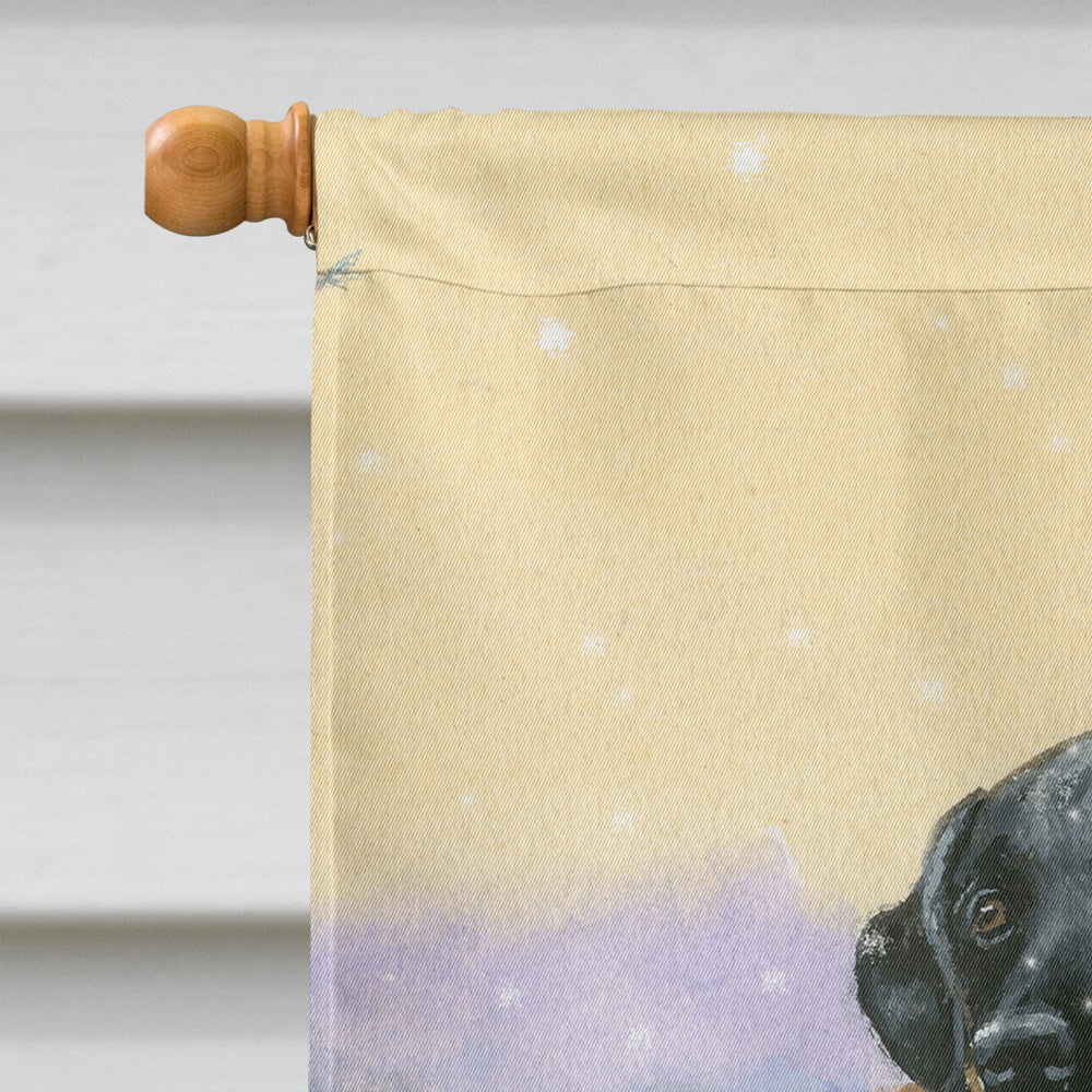Black Labradors Snowy Day House Flag 28x40 Porch Sleeve Pole Decorative Outside Yard Banner Artwork Wall Hanging, Polyester