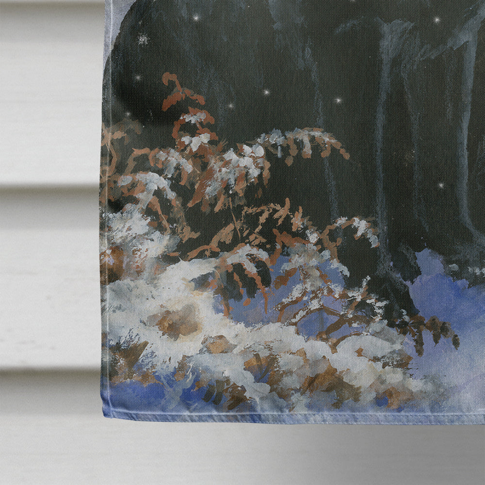 Black Labradors Snowy Day House Flag 28x40 Porch Sleeve Pole Decorative Outside Yard Banner Artwork Wall Hanging, Polyester