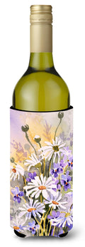 Daisies by Maureen Bonfield Wine Bottle Hugger Gift Sleeve for Standard 750 ml Bottles, Insulated Reusable Also Fits Mini Shot & Pint Bottles