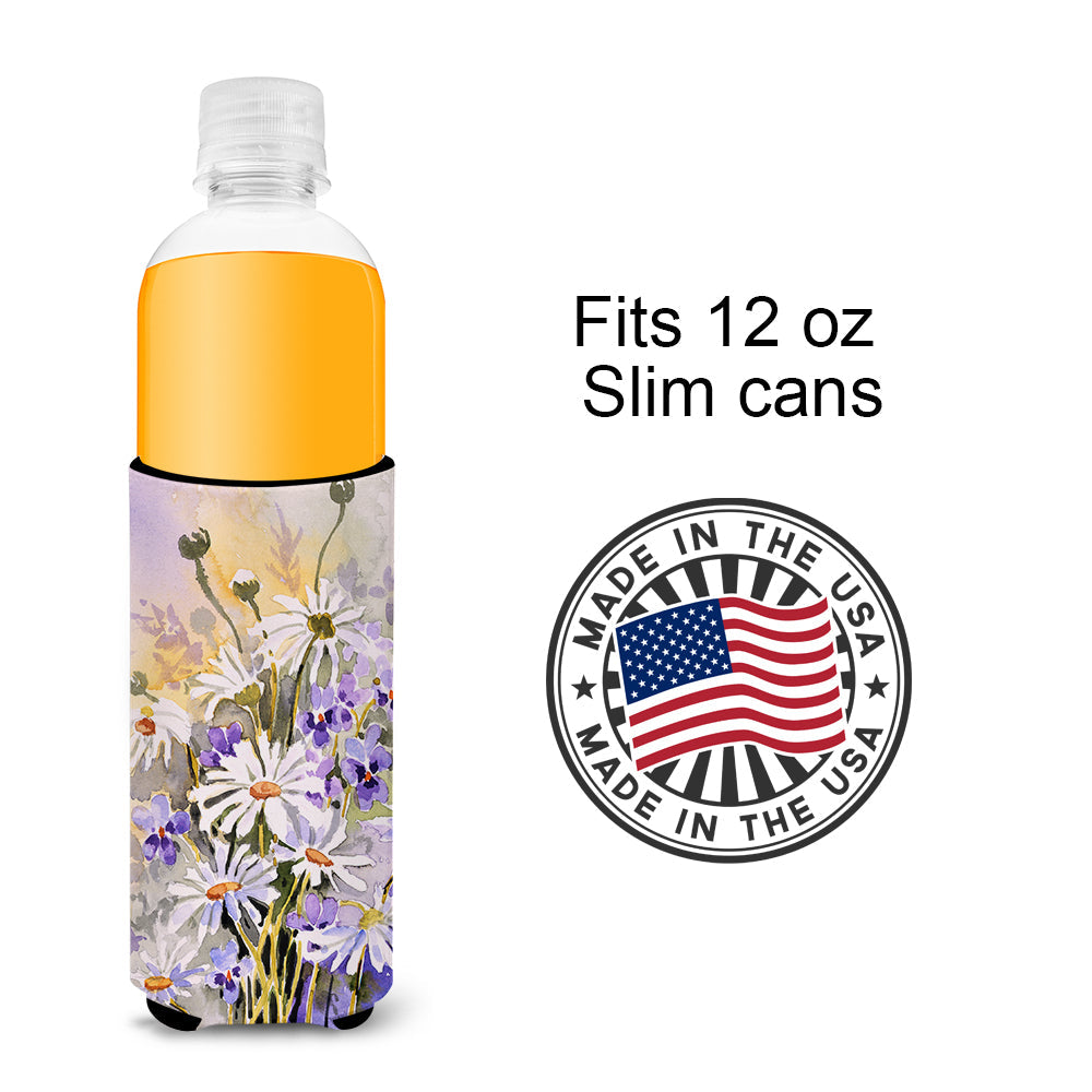 Daisies by Maureen Bonfield Slim Can Hugger , Insulated Foam Hugger for 12 oz Slim Cans, Beer Bottles & Water Bottles, Printed in USA