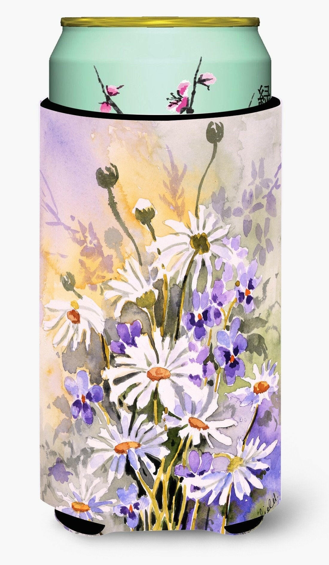 Daisies by Maureen Bonfield Tall Boy Hugger Can Cooler Sleeve Machine Washable Drink Collapsible Insulator Beverage Insulated Holder