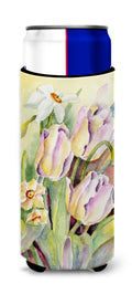 Tulips and Narcisuss Slim Can Hugger , Insulated Foam Hugger for 12 oz Slim Cans, Beer Bottles & Water Bottles, Printed in USA