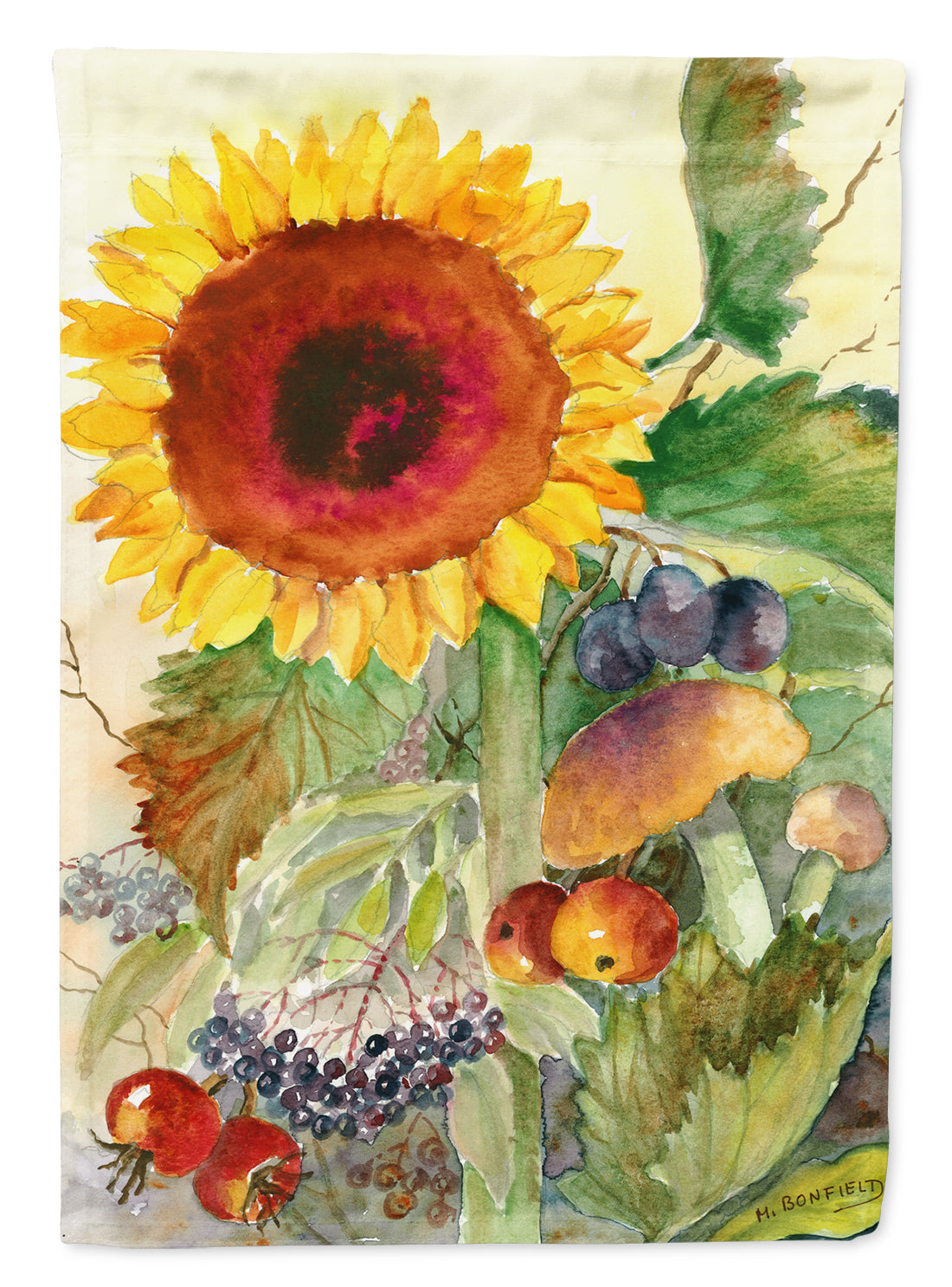Autumn Flowers I by Maureen Bonfield House Flag 28x40 Porch Sleeve Pole Decorative Outside Yard Banner Artwork Wall Hanging, Polyester