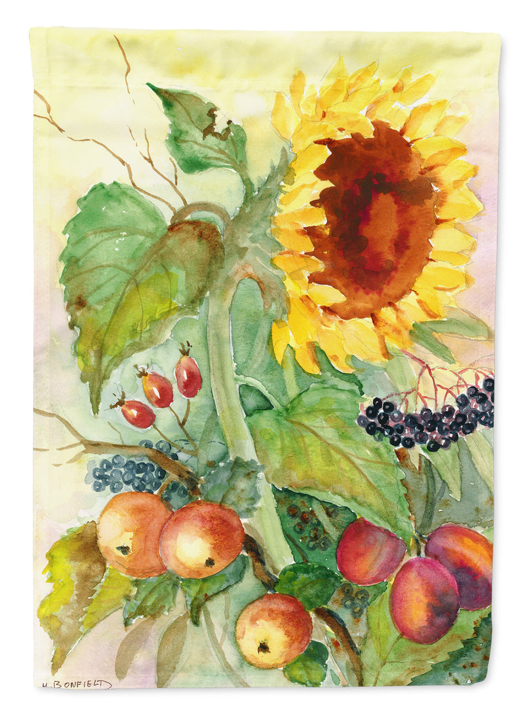 Autumn Flowers II by Maureen Bonfield House Flag 28x40 Porch Sleeve Pole Decorative Outside Yard Banner Artwork Wall Hanging, Polyester