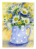 Blue and Yellow Flowers by Maureen Bonfield House Flag 28x40 Porch Sleeve Pole Decorative Outside Yard Banner Artwork Wall Hanging, Polyester