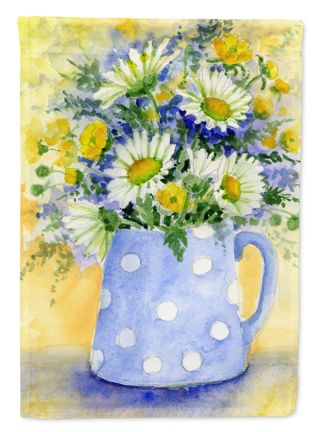 Blue and Yellow Flowers by Maureen Bonfield House Flag 28x40 Porch Sleeve Pole Decorative Outside Yard Banner Artwork Wall Hanging, Polyester