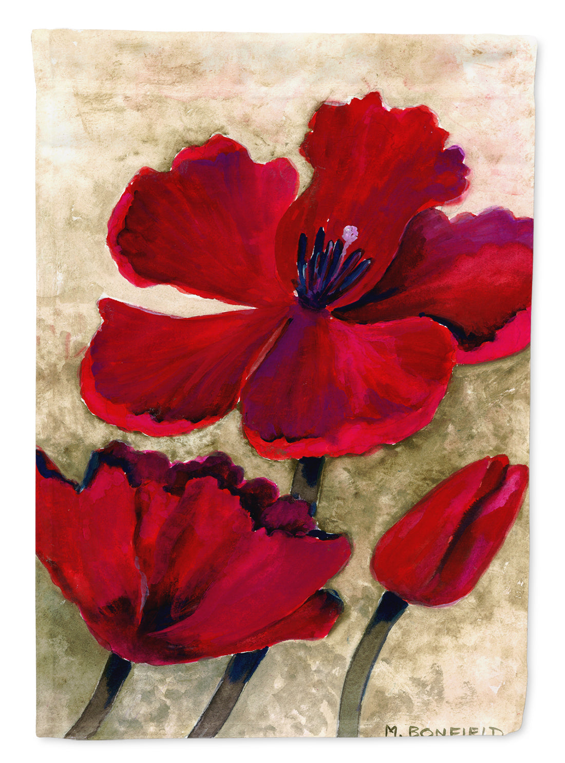 Red Tulip by Maureen Bonfield House Flag 28x40 Porch Sleeve Pole Decorative Outside Yard Banner Artwork Wall Hanging, Polyester